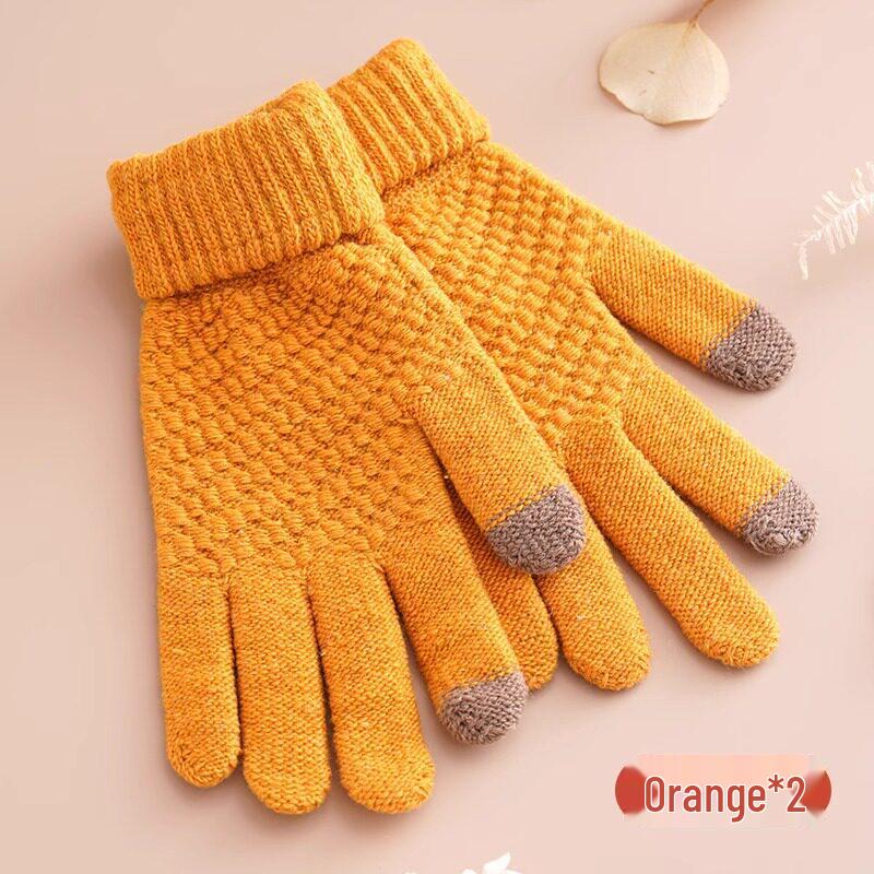 Plush Touchscreen Gloves: Warm, Thick Wool-Knit for Men & Women, Ideal for Autumn/Winter Cycling