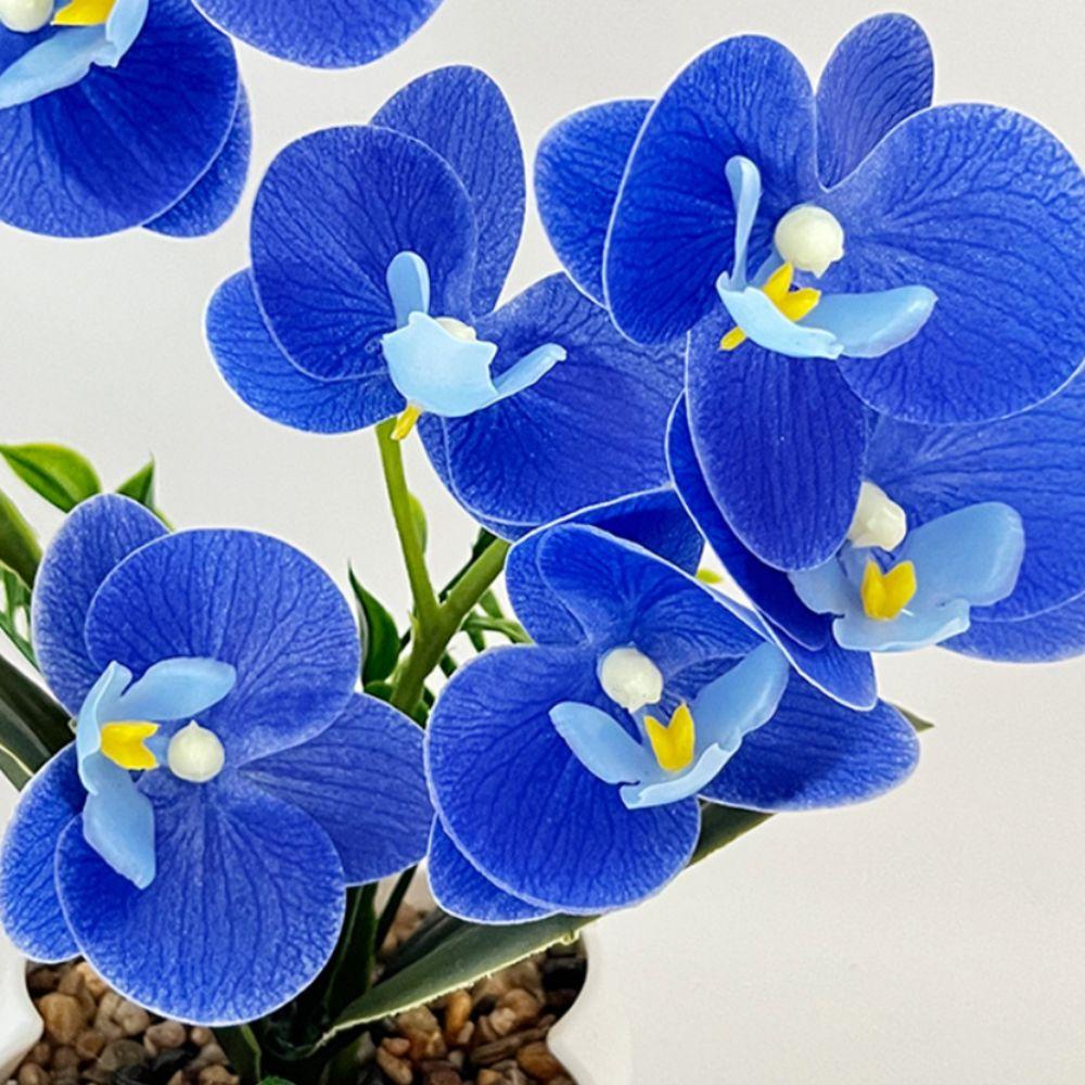 Weißer Blumentopf Simulierte Schmetterlingsorchidee Mehrblütig Künstliche Fake-Pflanzen Heimdekoration