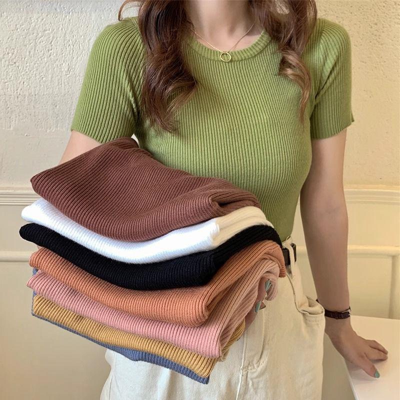 

Модная женская трикотажная футболка облегающего кроя: Летний маст-хэв S [Recommended Weight: 75-95 jin]