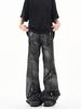 TOWYYO Denim Long Straight Long Street Bell Shibuya Unisex Men's Harajuku-style Pants, Pants, Pantaloons, Zip-Up Jeans, Takami, Cut, Washed,