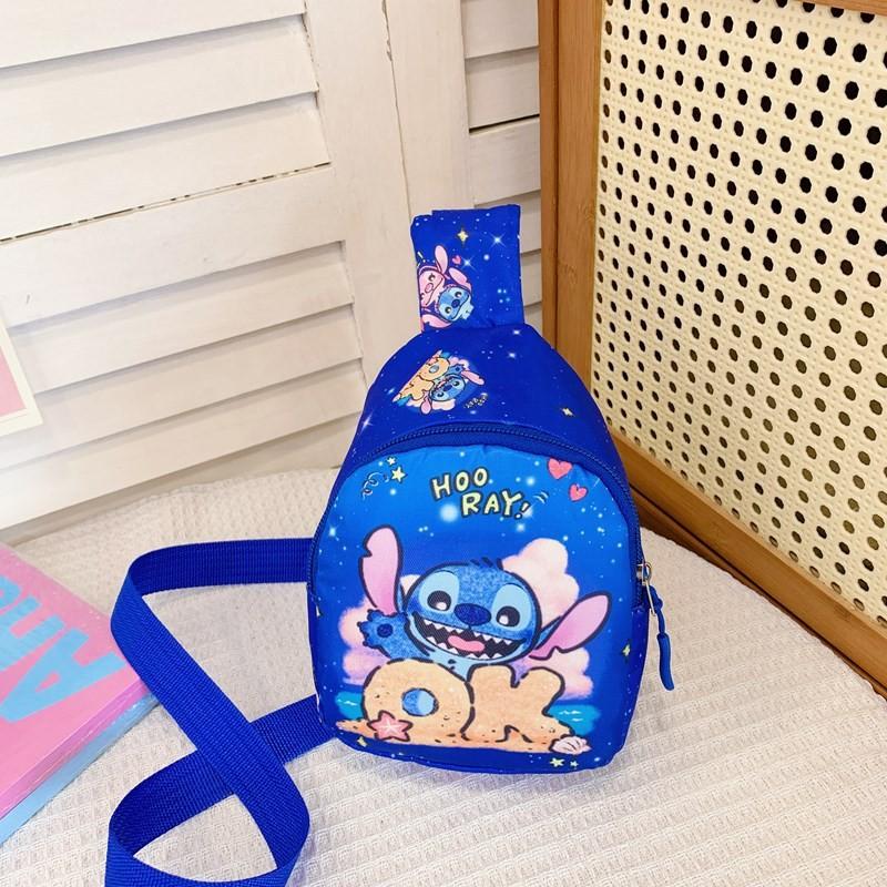 

Очаровательный рюкзак с мультяшным принтом Стича в розовом и голубом цвете, легкий дизайн для детей в движении The Blue OK Stitch