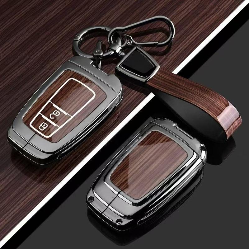 Zinc Alloy Key Fob Cover for Toyota Venza/C-HR/Levin GT/Avalon/Land Cruiser Prado/Wildlander, KeyCase Shell with Keychain