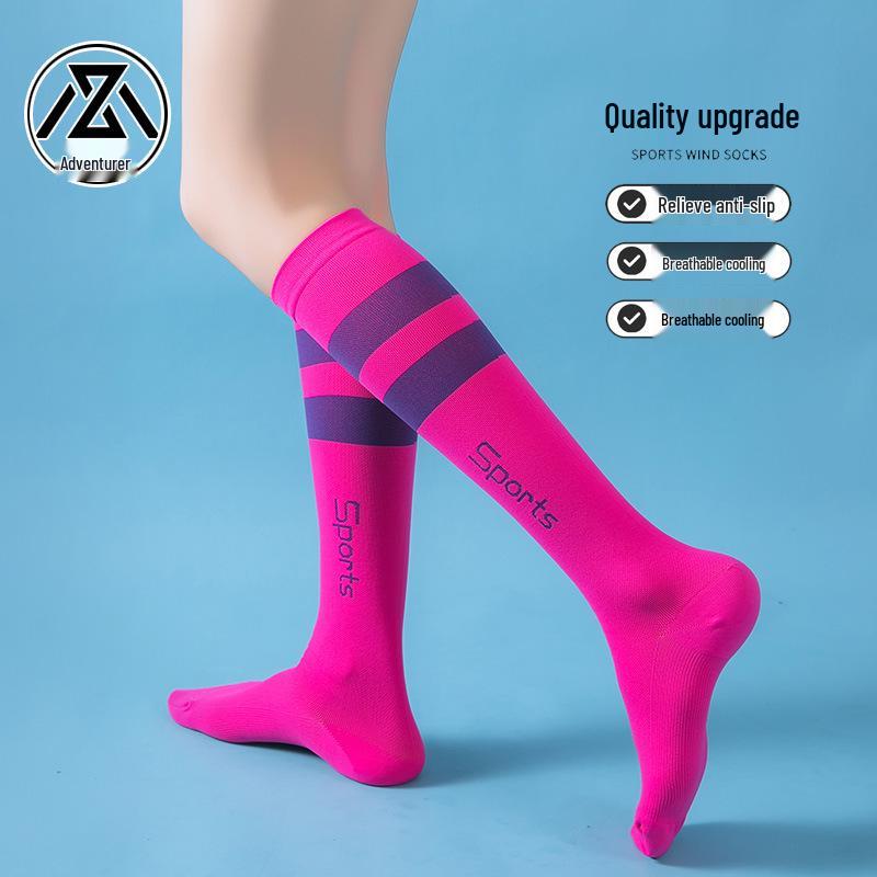 Meias de Compressão Acima do Joelho para Yoga, Aeróbica e Corrida - Design Elegante de Duas Listras