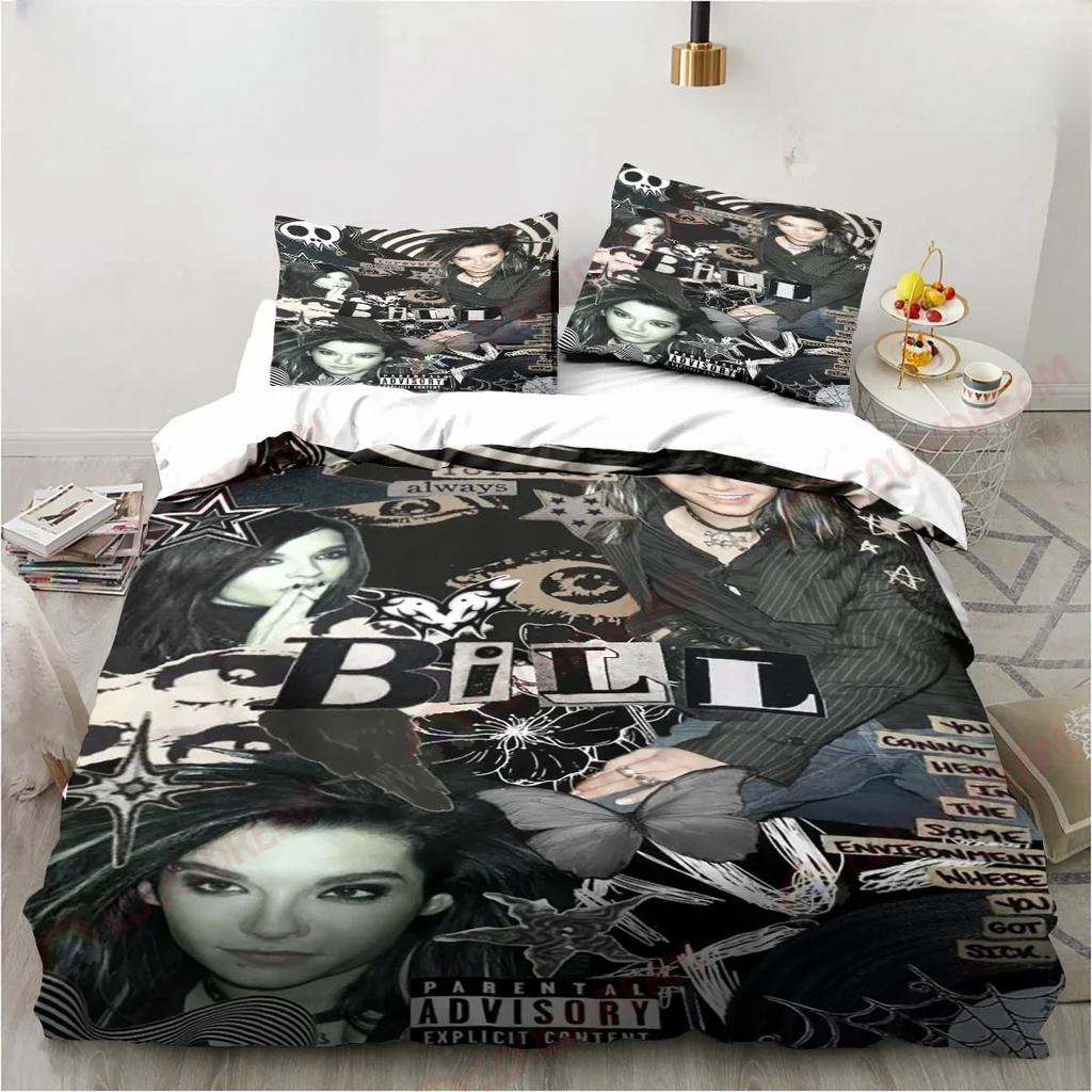 3D-Druck Tokio Hotel Bettwäsche-Set Weiche Bettdecke mit 1/2 Kissenbezügen für Kinder Erwachsene Musikband Bagger Bettbezug
