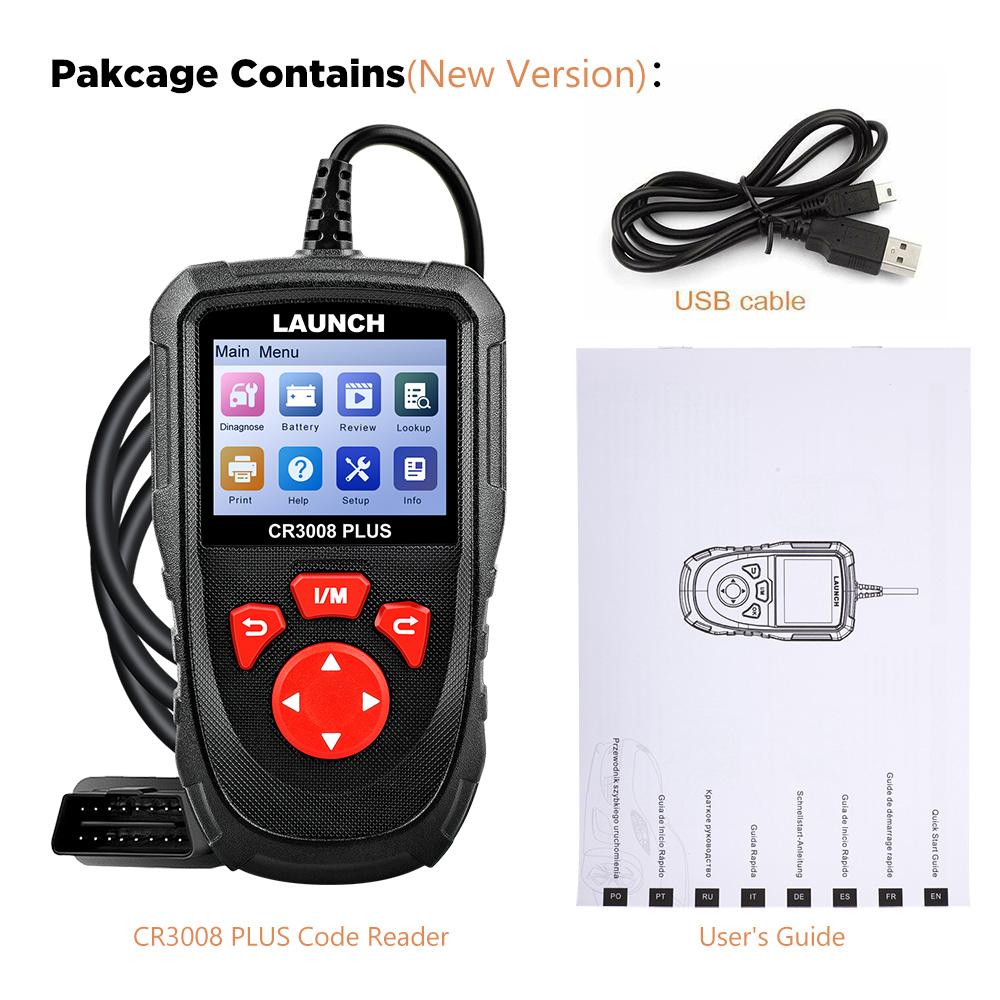 LAUNCH CR3008 PLUS OBD2 Skener Diagnostické Nástroje Motoru a Baterie Auto Čtečka Chybových Kódů Skenování Doživotní Bezplatná Online Aktualizace