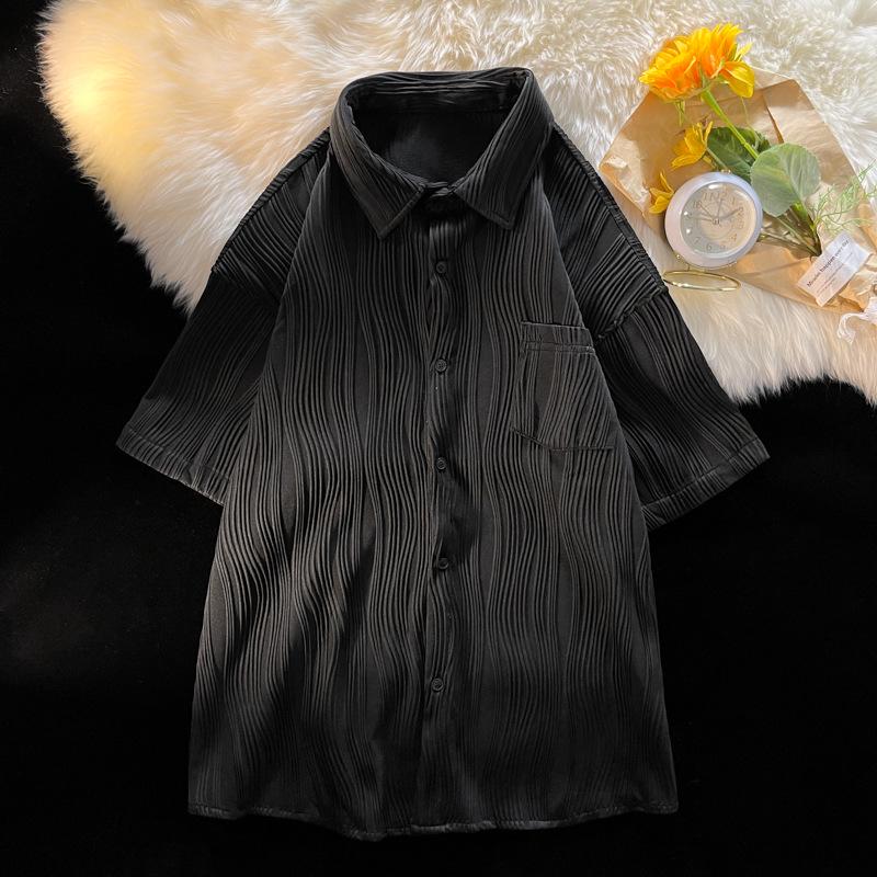 Men's Short-Sleeve Korean Harajuku Casual Ice Silk Shirt