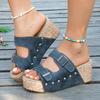 Women Slippers 2025 New Slippers Thick Sole Double Buckle Beach Women Shoes Summer Wedge Platform Sandals Slides Women