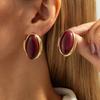 High-end Jewelry Resin Oval Earrings Elegant Style Light Luxury Retro Earrings  Party