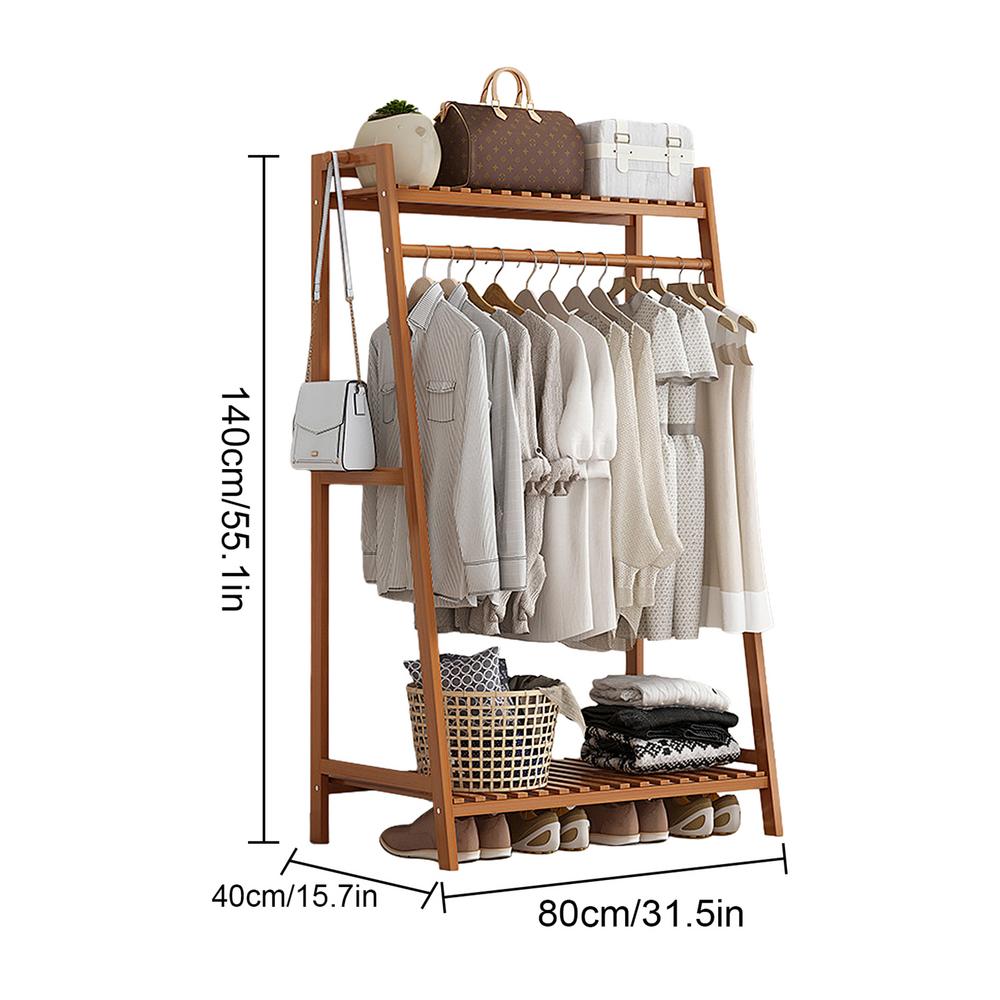 Floor Garment Rack Home Standing Clothes Shelf with Multi Layers Multi-Function Laundry Organizing Rack for Living Room Bedroom