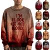 Pull à Manches Longues pour Homme Pull Tricoté Décontracté à Imprimé Halloween Pull Oversize