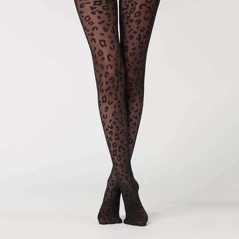 

Sexy Leopard Jacquard Nylon Pantyhose Women Summer Thin Stockings Girls Trendy Lingerie Vintage Black Tights Long Hosiery One Size