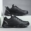 Black soft-soled sneakers spring and autumn leather waterproof, lightweight and non-slip shoes casual running travel shoes