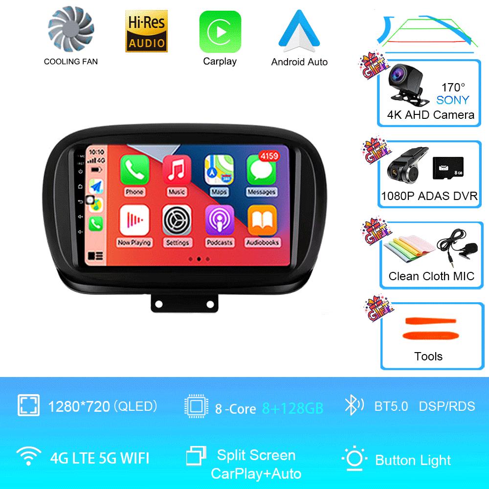 Car Radio Android 14 For Fiat 500X 2014 - 2020 Multimedia Video Player GPS Navigation Wireless Carplay+Auto Stereo QLED HeadUnit
