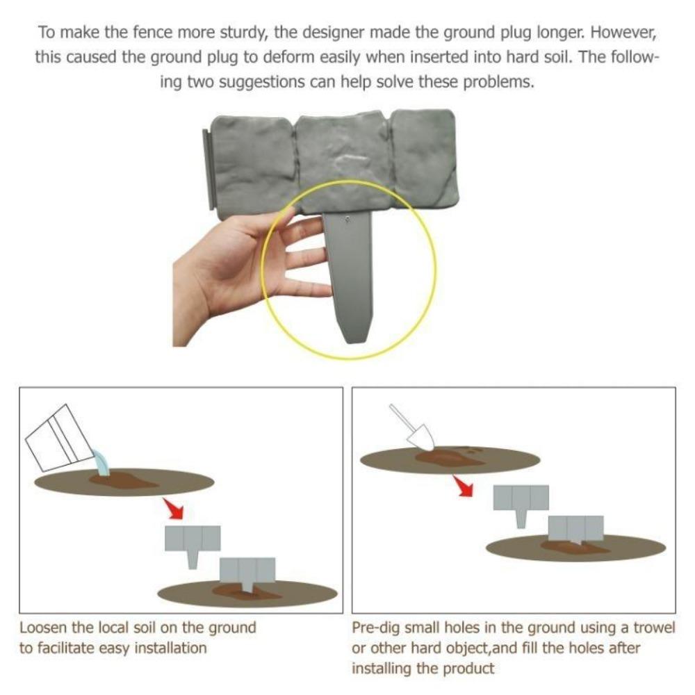 Rasenkante in grauer Steinoptik, Pflanzenbegrenzung, Kopfsteinpflaster, Gartenbegrenzung, Blumenbeet, Gras, Gartenzaun, 10 Stück