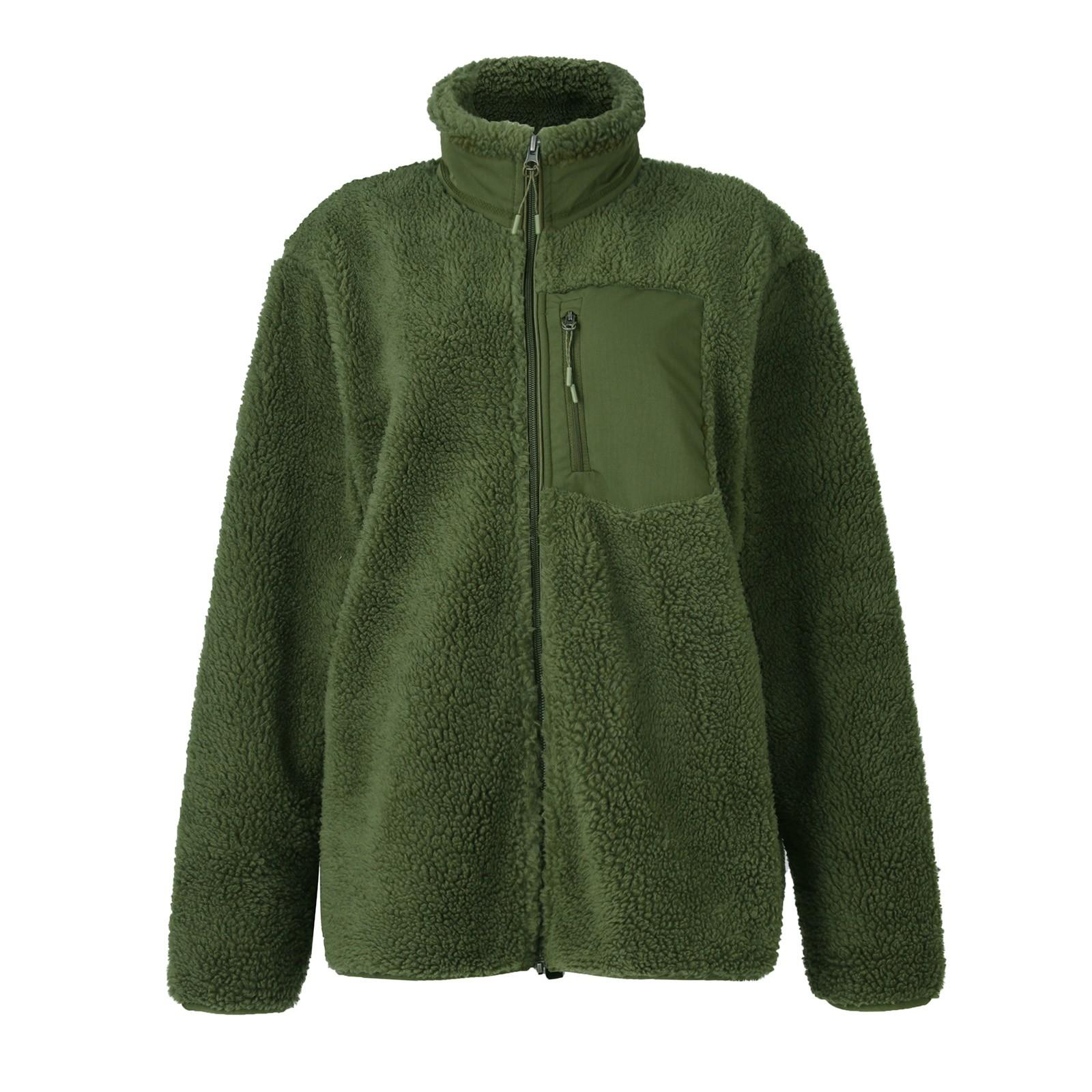 

Женское пальто на молнии ветрозащитный стоячий воротник теплая куртка из овечьей шерсти с карманами зимняя XL