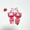 Gothic Gloomy Bear Keychain Bloody Violence Bear Pendant Chinese Lucky Charm Key Ring Women Bag Car Accessories Horror Gift
