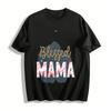 Blessed Mama Pink Marble Print Casual T-Shirt Pure Cotton T-shirt