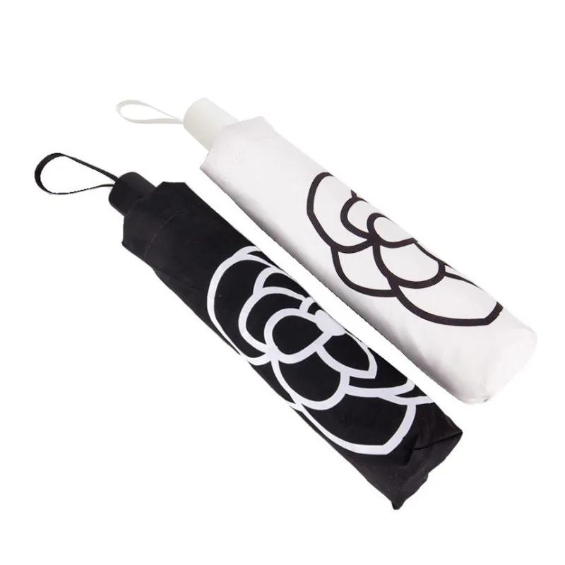 Fransk Kamelia Liten Duftende Vind Vinyl UV Paraply Jenter Høyt Utseendenivå Solparaply Enkel Følelse Lett Luksus