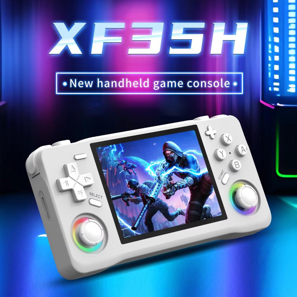 XF35H Handheld Game Console Linux 3.5 inch IPS Screen HD Retro Video Games Player 4000mAh 64/128G Classic Games RGB Game Console