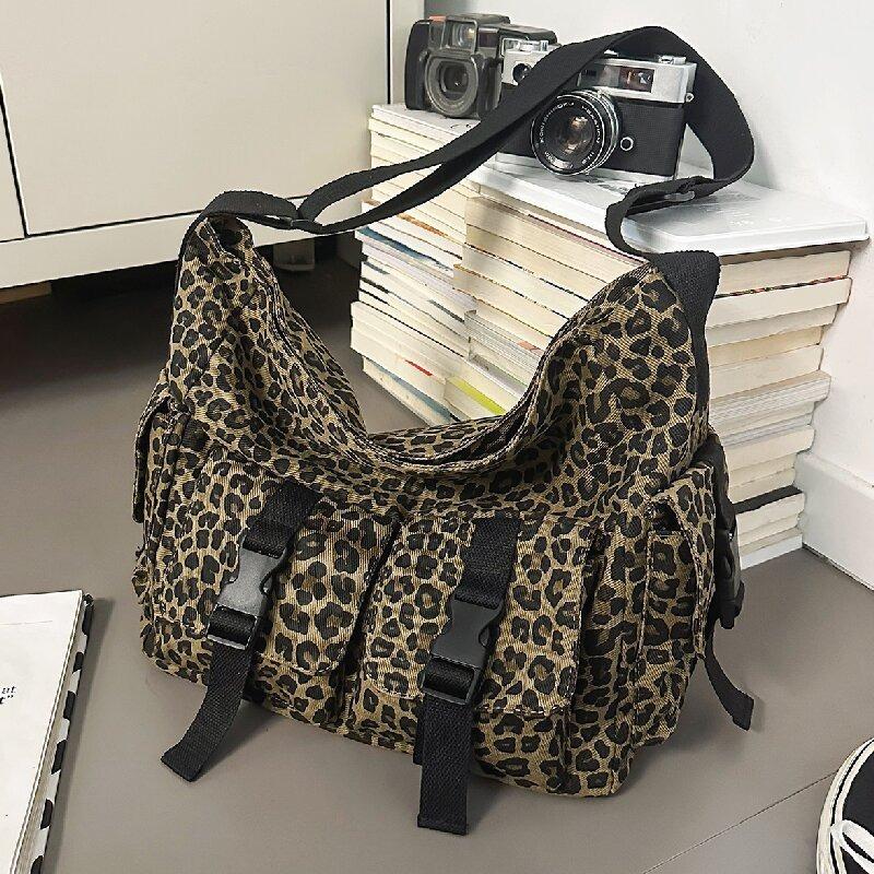 

Новая осенне-зимняя наплечная сумка, сумка-тоут большой вместимости с леопардовым принтом, повседневная сумка-мессенджер контрастных цветов, большая сумка. хаки