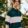 CHALLENGER Men'S Summer Cool Stretch Color Blocking Collared Short Sleeve T-Shirt Dark Green