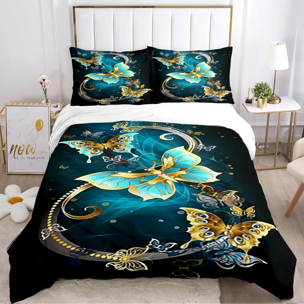 Colorful Flying Butterfly All Season Duvet Cover Comforter Bedding Set Soft Quilt Cover and Pillowcases SingleDoubleQueenKing