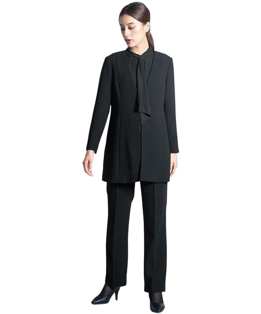 Black Formal Made of Japanese Fabric Washable Design Suit Jacket Drape Blouse Large Sizes Available Black LL [Nissen] Women's [Mourning Clothes/Formal