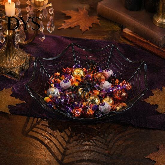 Plastic Party Favor Holders 3 Pcs Halloween Spider Web Baskets, Cobweb Fruit Holder, Trick or Small Event Serving Dishes Treat Candy Bowl for Favors,