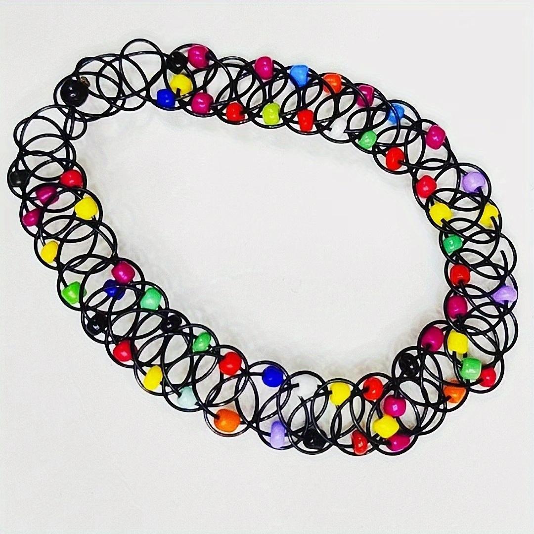

1pc Fashion Necklace Vintage Elastic Braided Fish Thread Choker Gothic Colorful Choker Girl Women Gift