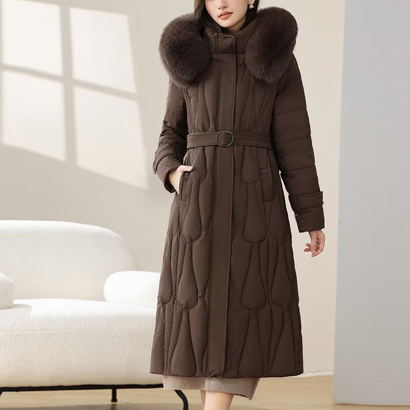 Yalu Women's Winter Hooded Slim-Fit Down Jacket with Fur Collar