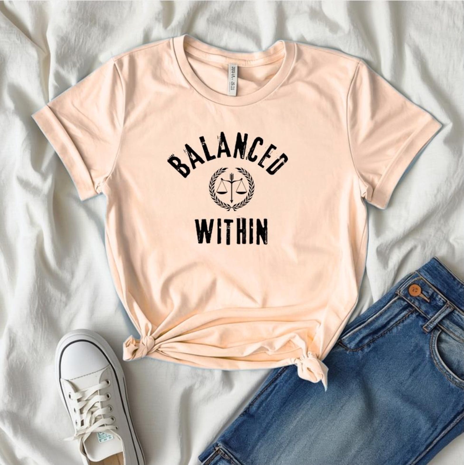 Balanced Within Shirt, Inspirational T-Shirt, Self Growth Tee, Mindfulness Graphic Shirt, Minimalist Aesthetic Tee, Wellness Top S