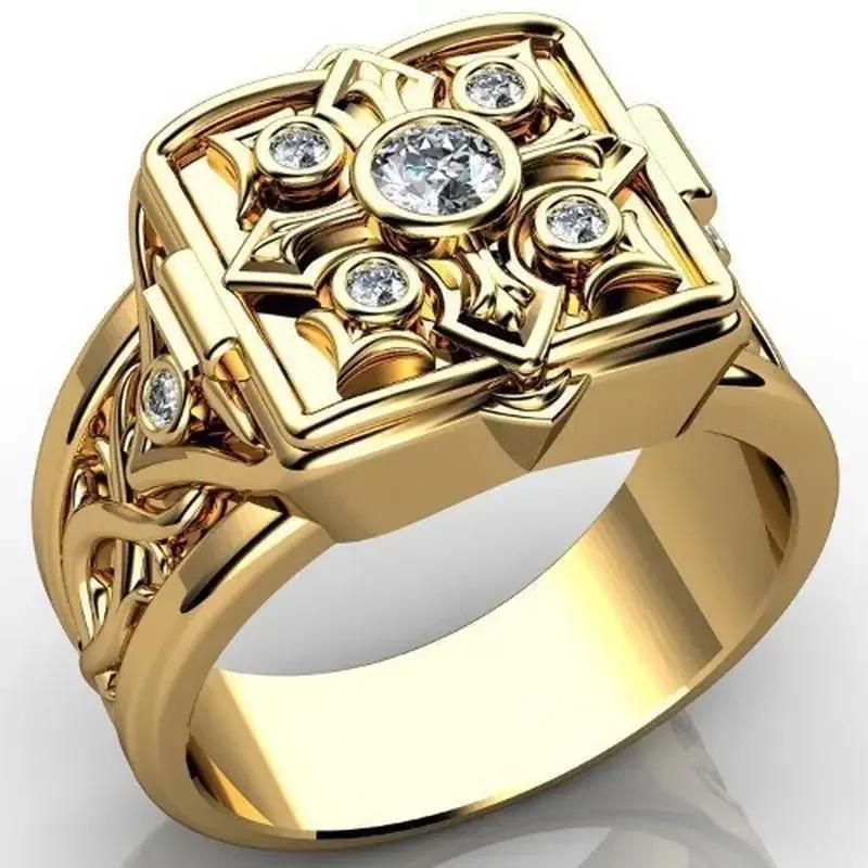 Yto Household Items Women's New Vintage Punk Men's Ring Secret Compartment Carved Men's Micro Set Zirconia Ring Punk Pirate Jewelry Ring