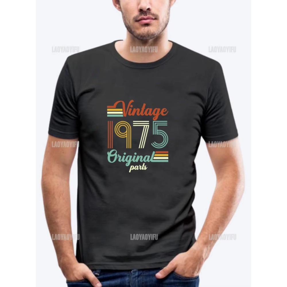 Vintage 1975 Limited Edition Men T Shirts Retro Classic Art Print Tees Short Sleeve O Neck Harajuku Streetwear Birthday Gifts