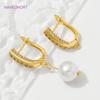18K Gold Plated Inlaid Zircon Earwires Earring Hooks,Flower Earring Fixtures,Fasteners For Earrings,Earring Making Accessories