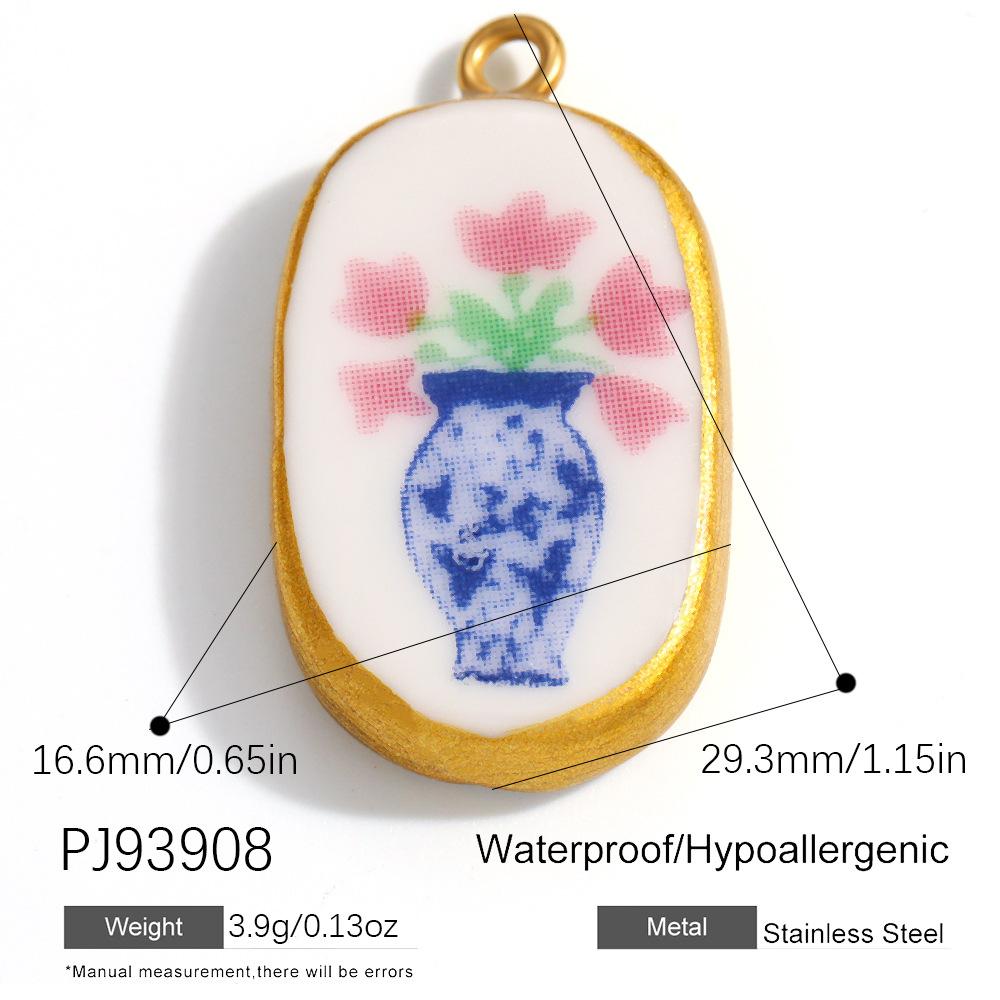 Stainless Steel Heart Cherry Fruit Flower Dog Colored Hand-painted Charms for Jewelry Making Necklaces DIY Material Colorfast