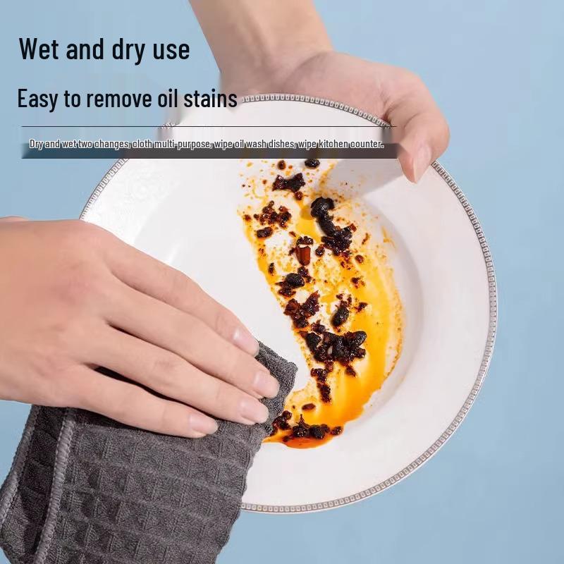 Thickened Absorbent Lint-Free Waffle Dishcloth for Kitchen Cleaning
