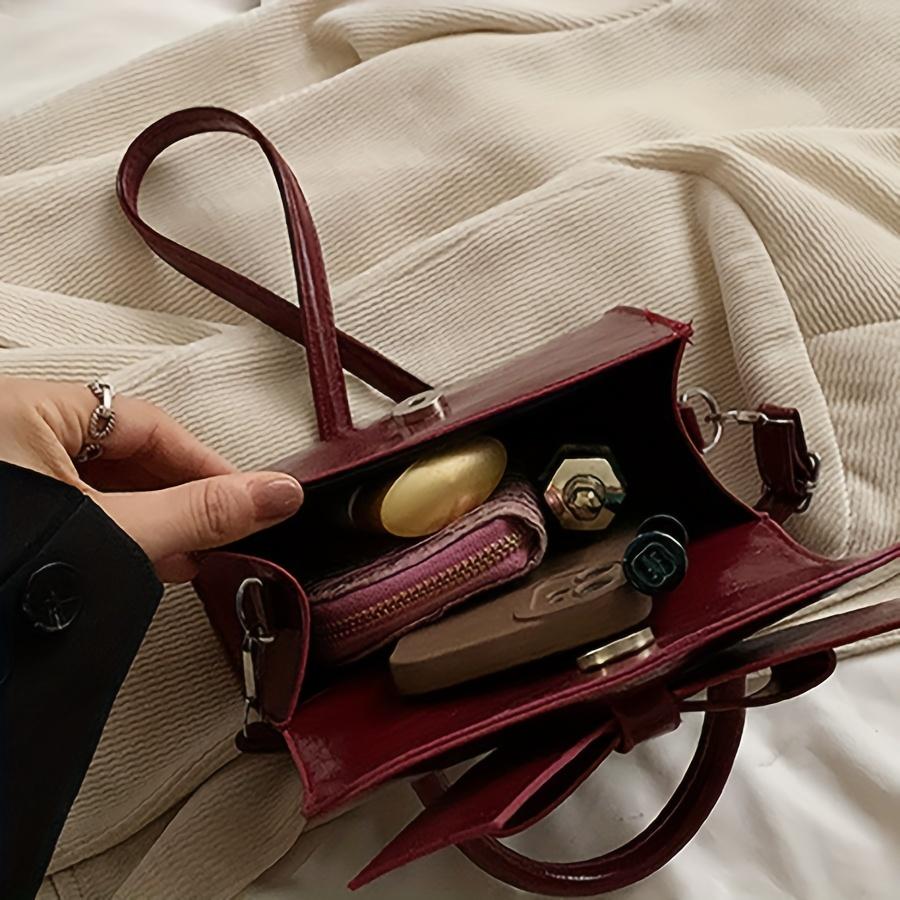 1pc Casual Personality Fashion Bow Shoulder Bag Hand-held Small Square Bag Simple Crossbody Bag