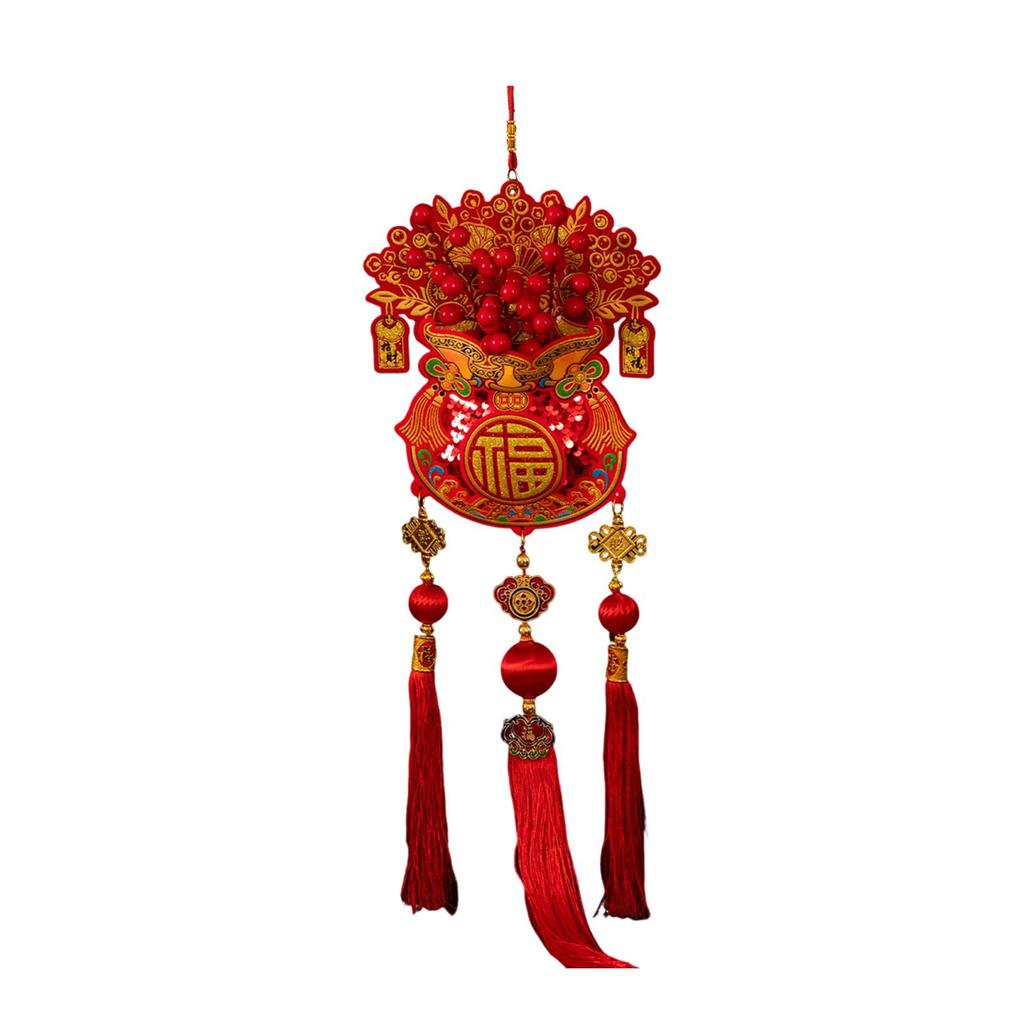 Lunar Year Celebration Accessory Red Flannel Pendant Traditional Luck Bag for Home Office Ceiling Decoration Chinese Festival