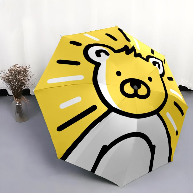 Bear pattern, automatic folding umbrella, portable and foldable design, 8 ribs, a Christmas or birthday gift.