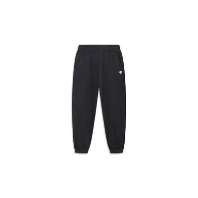 Li Ning Sports Lifestyle Series Solid Color Elastic Waist Tapered Knit Joggers Women Joggers Black AKLT446-2