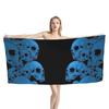 Gotisches Totenkopfmuster Druck Strandtuch Mikrofaser Abdeckung Sonnenschutzdecke Heimdekoration Yoga Fitnessstudio Schnelltrocknend Schwimmponcho Handtuch