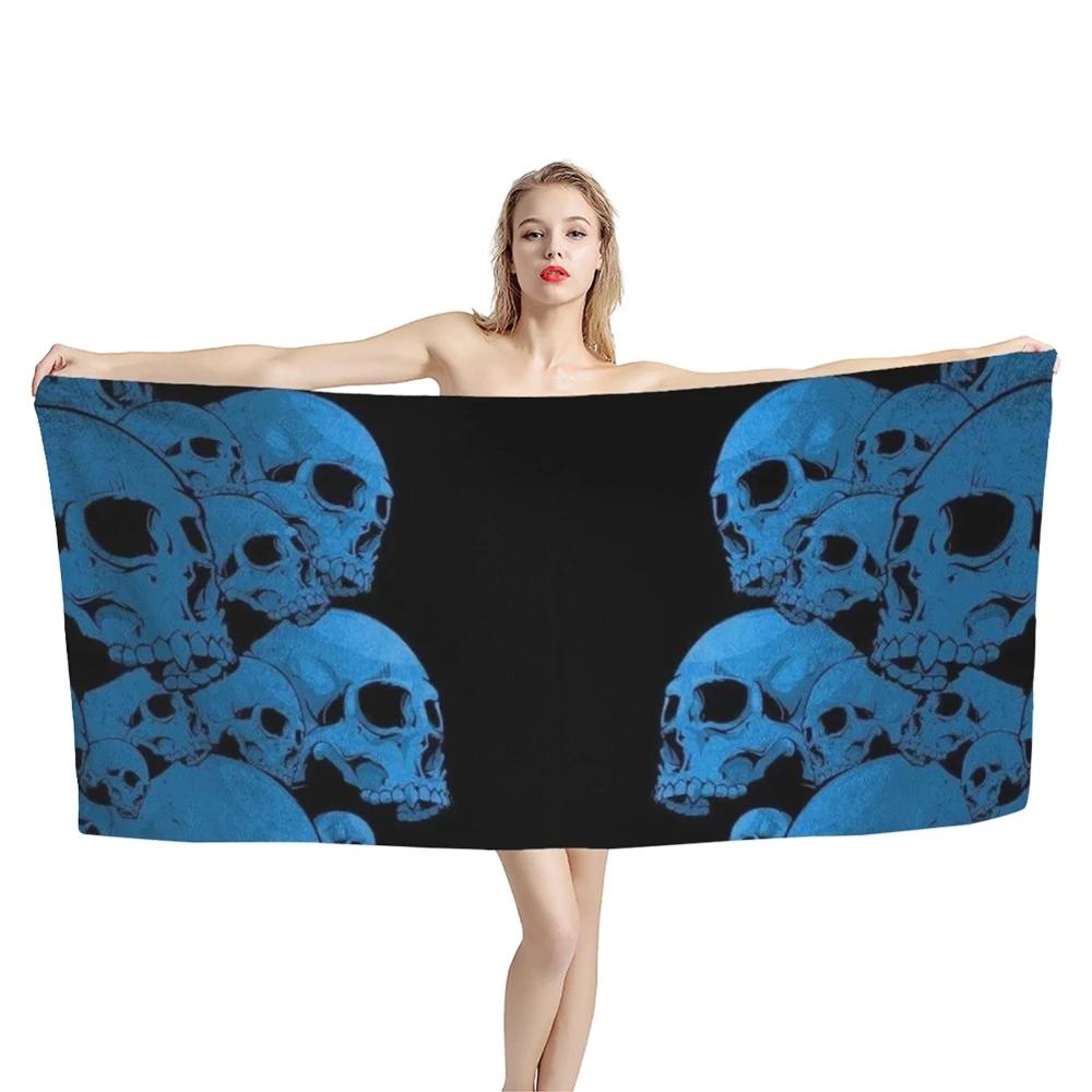 Gotisches Totenkopfmuster Druck Strandtuch Mikrofaser Abdeckung Sonnenschutzdecke Heimdekoration Yoga Fitnessstudio Schnelltrocknend Schwimmponcho Handtuch