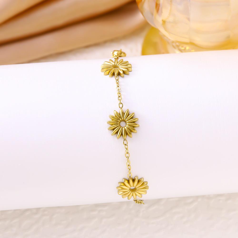 Versatile Minimalist Sunflower Women's Bracelet in Titanium Steel