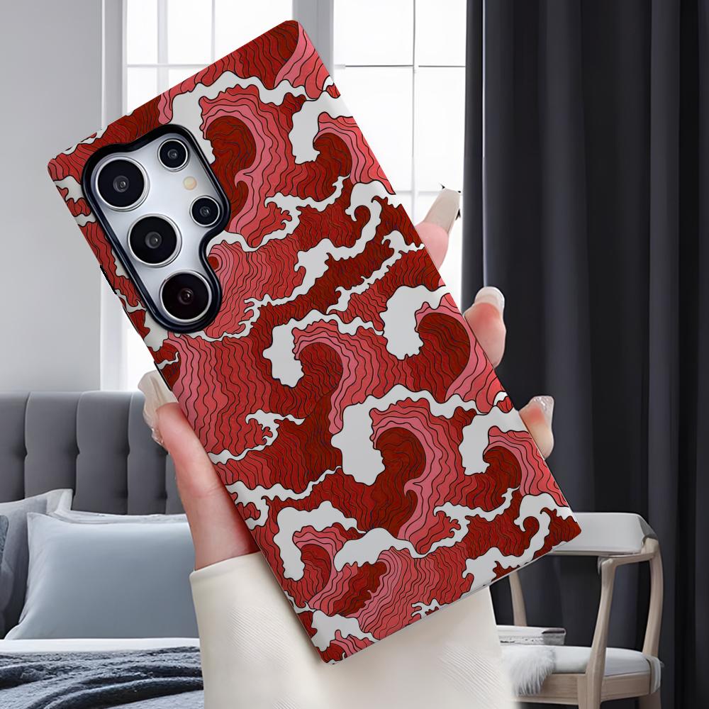 Luxury Striped Pink On Pink Phone Case For SamsungS25 Ultra S24 Fe S23 S22 S21 A56 A36  Plus Shell Double-layer Back Cover
