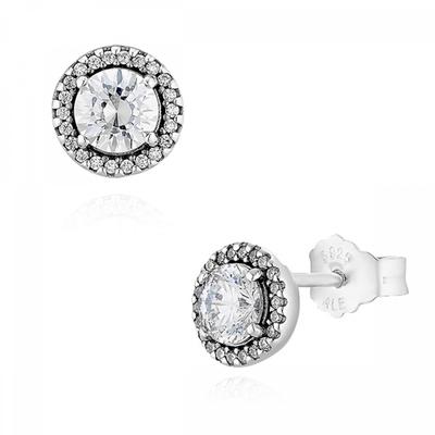 Pandora 296272cz Zeitlose Runde Funkelnde Halo Silber Ohrringe