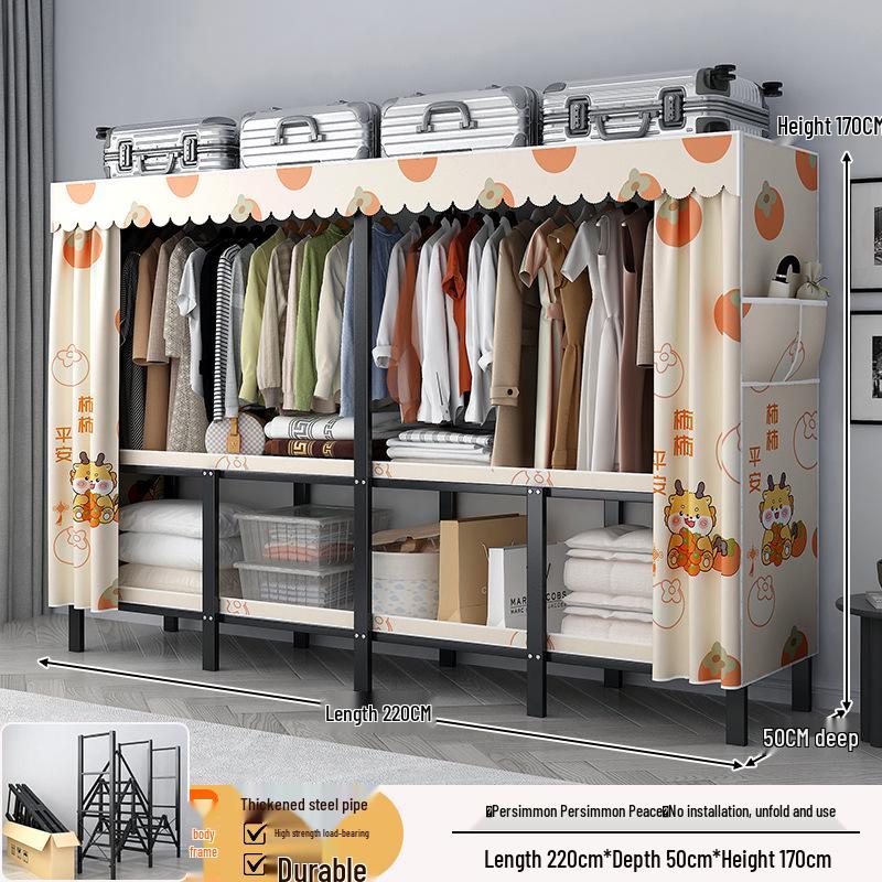 No-Assembly Wardrobe with Drawers: Foldable and Durable for Bedroom or Rental Room
