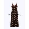 Spring New Women's Clothing Sexy Wind V Neck Sleeveless Printed Long Midi Skirt Sling Dress 2587053