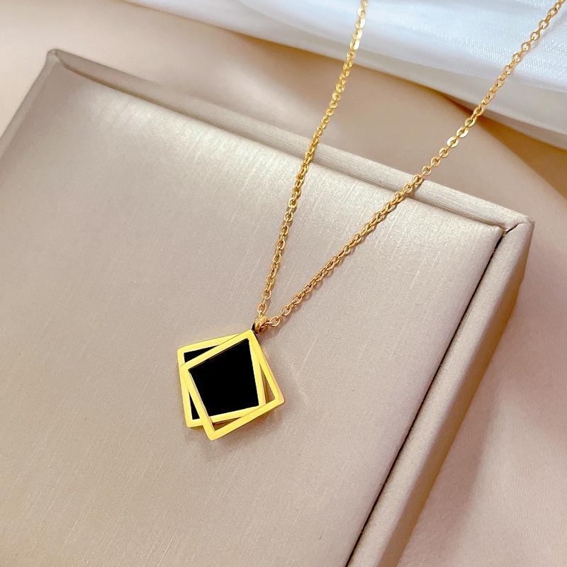 

Геометрическое квадратное минималистичное ожерелье-печь из настоящего золота, женская цепочка на ключицу, аксессуары
