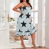 Spring and Summer European and American Plus Size Women Pajamas Homewear Suspenders In the Skirt Printed Nightgown Sleepwear