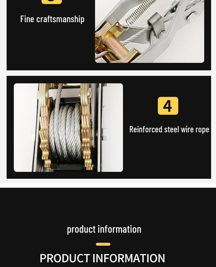 Manual Ratchet Steel Wire Rope Tensioner with Double Hooks for Trucks